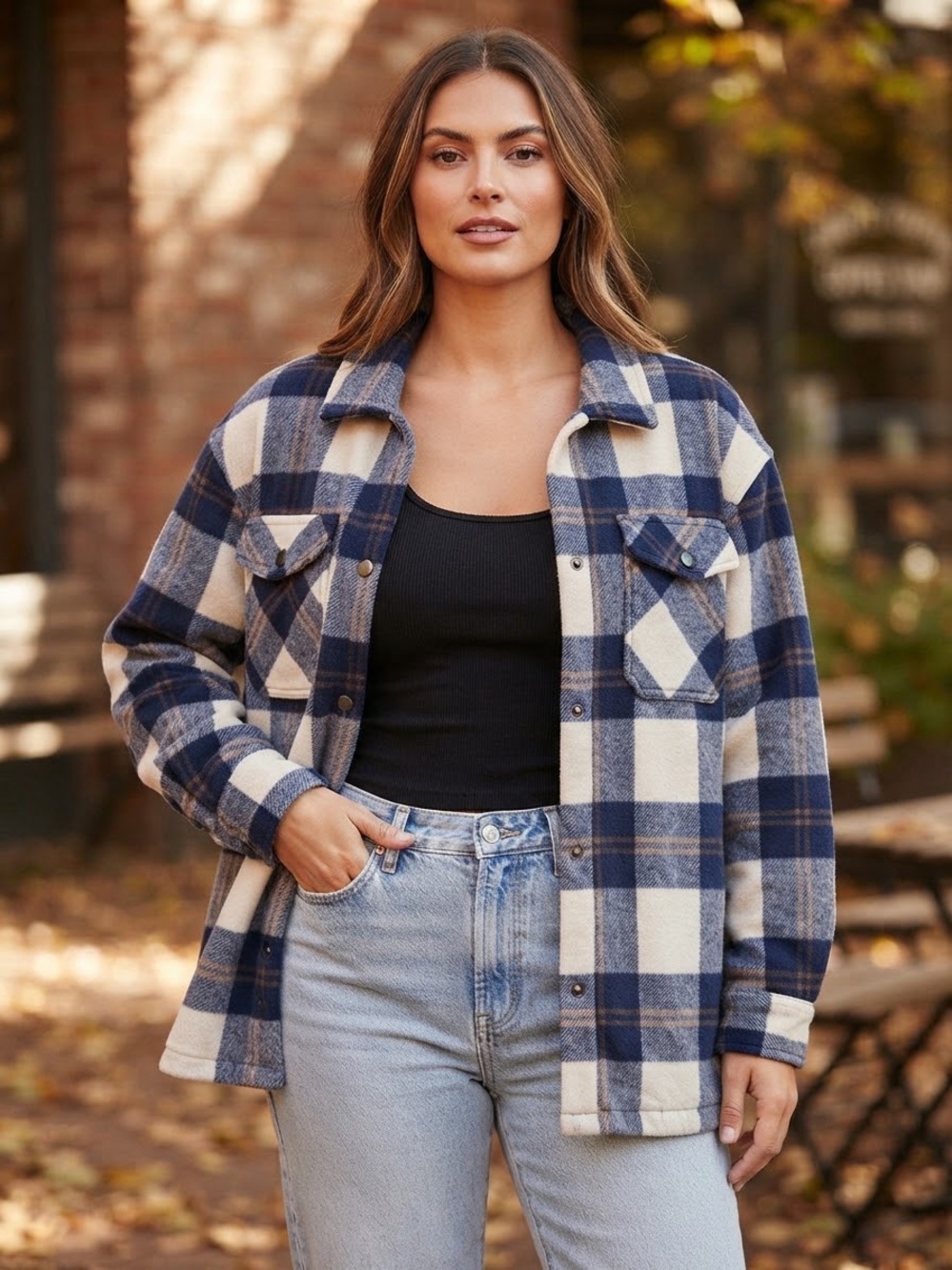 HFX Buffalo Plaid Fleece Shacket / Shirt Jacket (Women's Size M)
